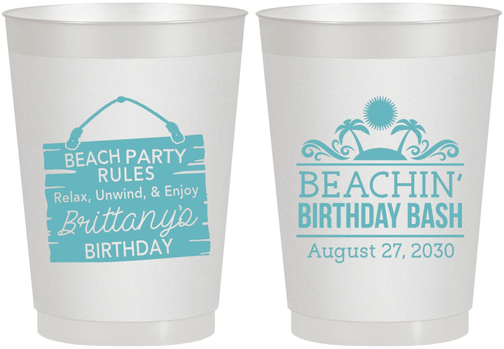 Personalized Birthday 10 oz Frosted Cups - Beach | 20211