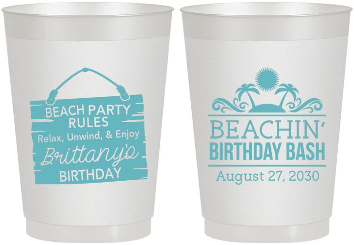 Personalized Birthday 10 oz Frosted Cups - Beach | 20211