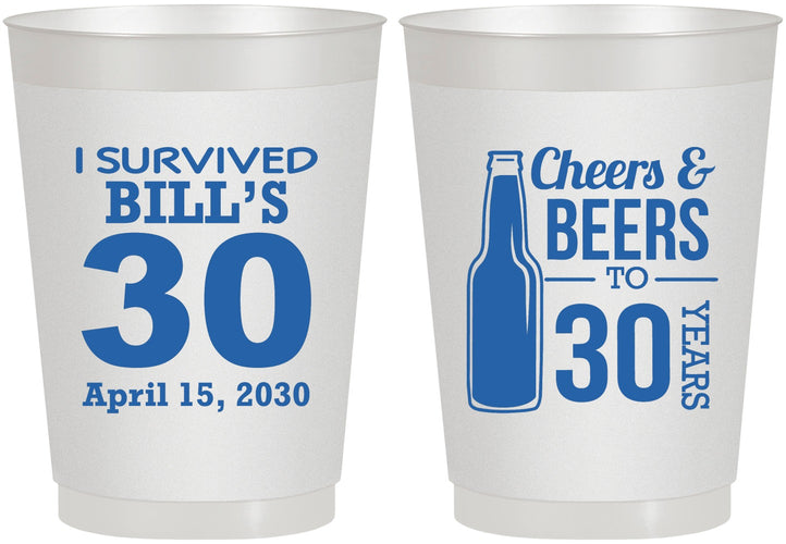 Personalized Birthday 10 oz Frosted Cups - Cheers Beers To 30 Years | 20214
