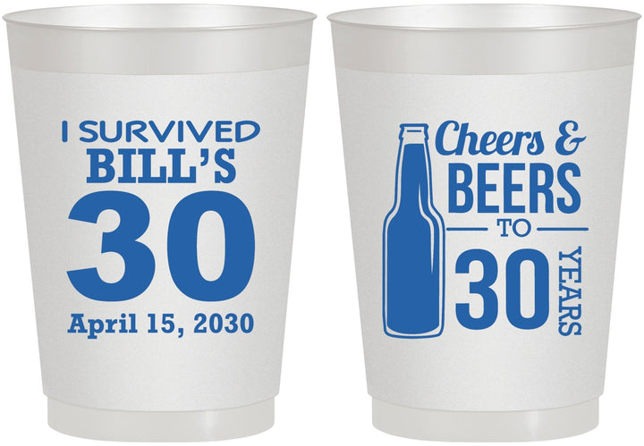 Personalized Birthday 10 oz Frosted Cups - Cheers Beers To 30 Years | 20214