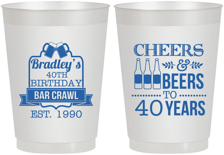 Personalized Birthday 10 oz Frosted Cups - Cheers Beers To 40 Years | 20216