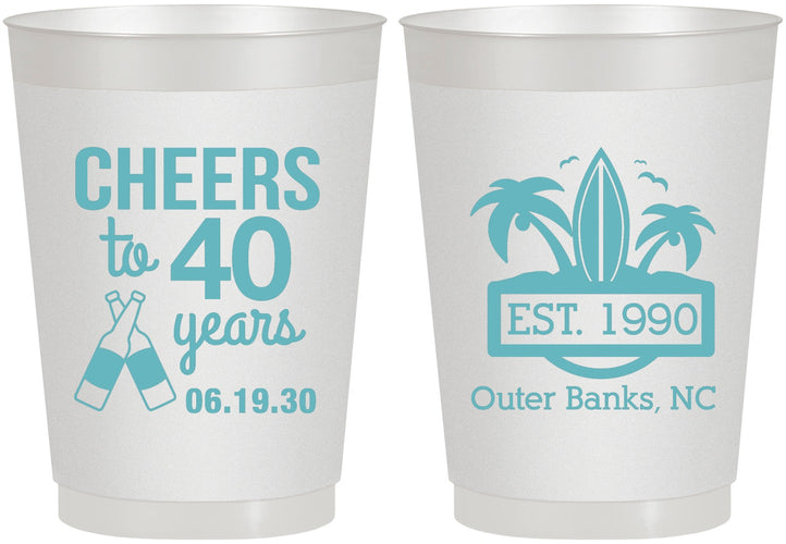 Personalized Birthday 10 oz Frosted Cups - 40th Beach | 20226