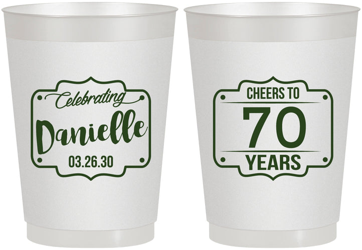 Personalized Birthday 10 oz Frosted Cups - Cheers To 70 Years | 20227
