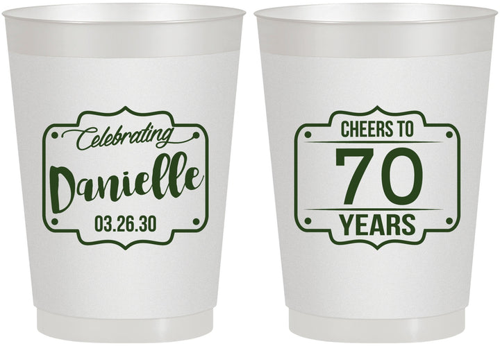 Personalized Birthday 10 oz Frosted Cups - Cheers To 70 Years | 20227