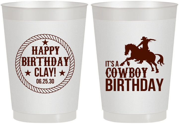 Personalized Birthday 10 oz Frosted Cups - Cowboy | 20229