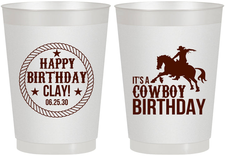 Personalized Birthday 10 oz Frosted Cups - Cowboy | 20229