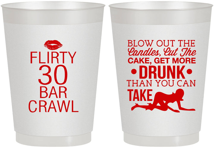 Personalized Birthday 10 oz Frosted Cups - 30th Bar Crawl | 20233