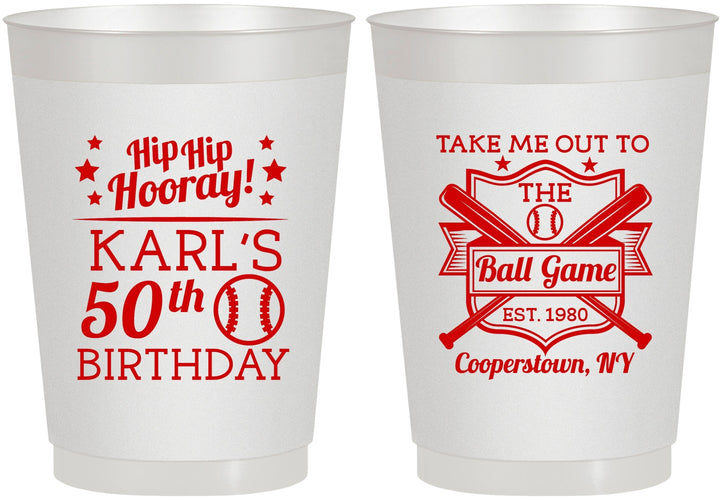 Personalized Birthday 10 oz Frosted Cups - 50th Baseball | 20252