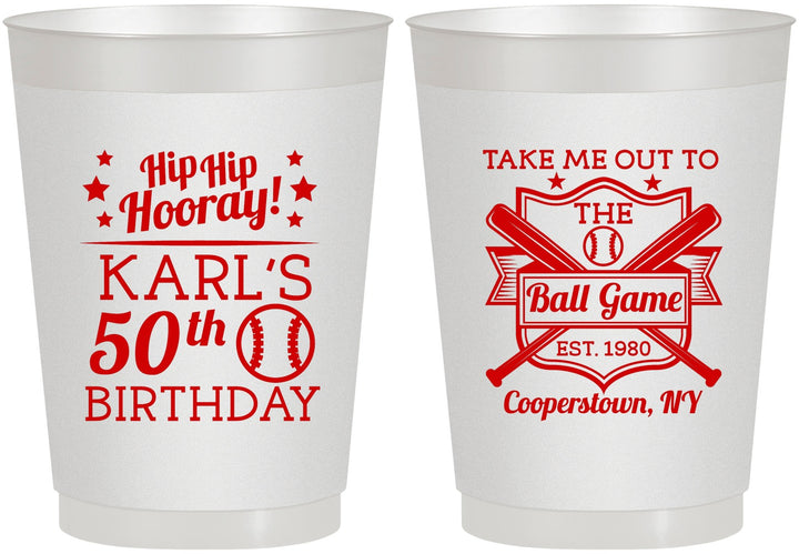 Personalized Birthday 10 oz Frosted Cups - 50th Baseball | 20252