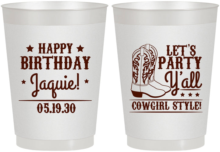 Personalized Birthday 10 oz Frosted Cups - Cowgirl | 20260