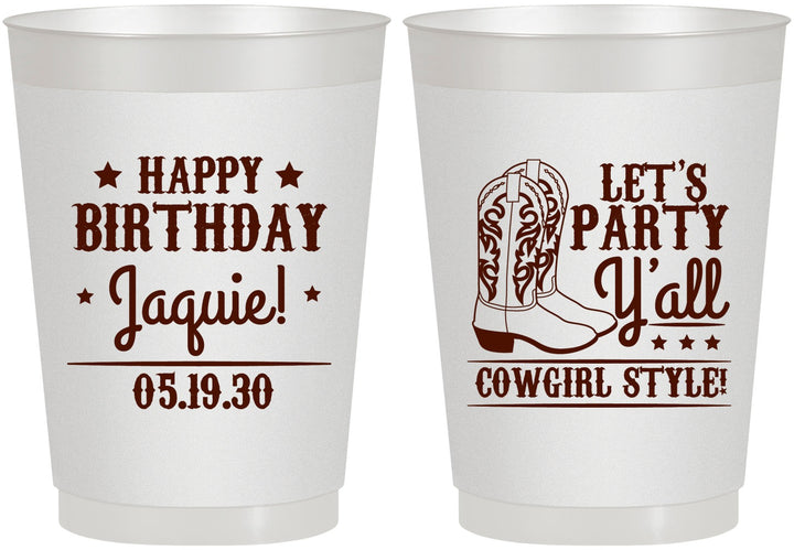 Personalized Birthday 10 oz Frosted Cups - Cowgirl | 20260