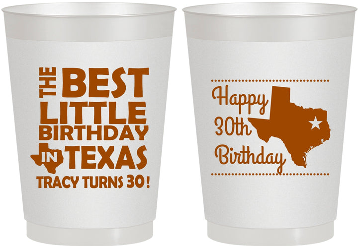 Personalized Birthday 10 oz Frosted Cups - 30th Texas | 20265