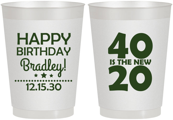 Personalized Birthday 10 oz Frosted Cups - 40 Is The New 20 | 20269