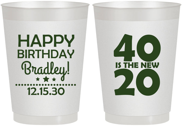 Personalized Birthday 10 oz Frosted Cups - 40 Is The New 20 | 20269