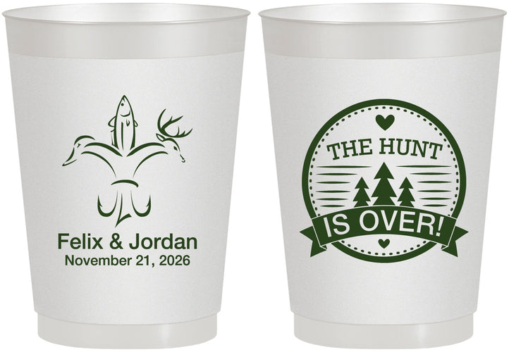 Personalized Wedding 10 oz Frosted Cups - The Hunt Is Over | 203