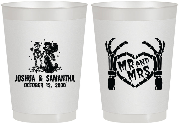 Personalized Wedding 10 oz Frosted Cups - Mr And Mrs Skeleton | 204