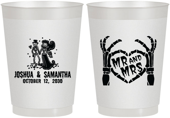 Personalized Wedding 10 oz Frosted Cups - Mr And Mrs Skeleton | 204