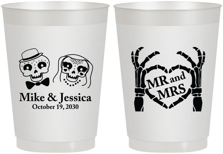 Personalized Wedding 10 oz Frosted Cups - Mr And Mrs Halloween | 206