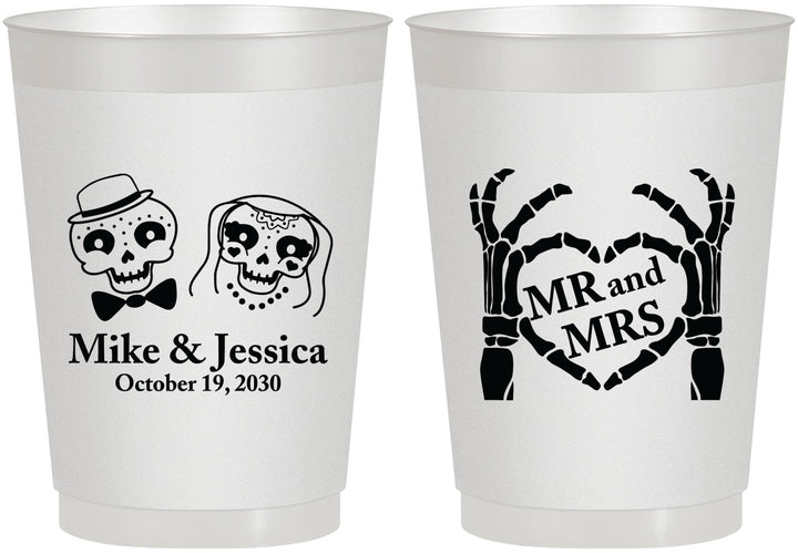 Personalized Wedding 10 oz Frosted Cups - Mr And Mrs Halloween | 206