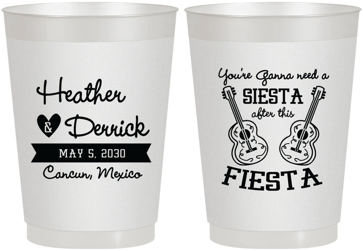 Personalized Wedding 10 oz Frosted Cups - Siesta Fiesta Mexico | 207