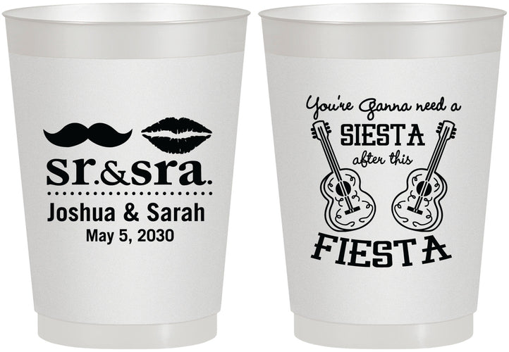 Personalized Wedding 10 oz Frosted Cups - Siesta Fiesta Sr Sra | 208