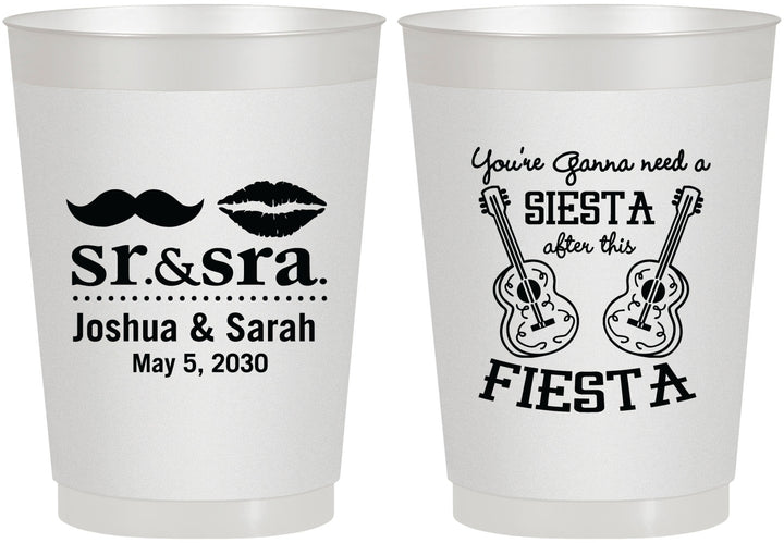 Personalized Wedding 10 oz Frosted Cups - Siesta Fiesta Sr Sra | 208