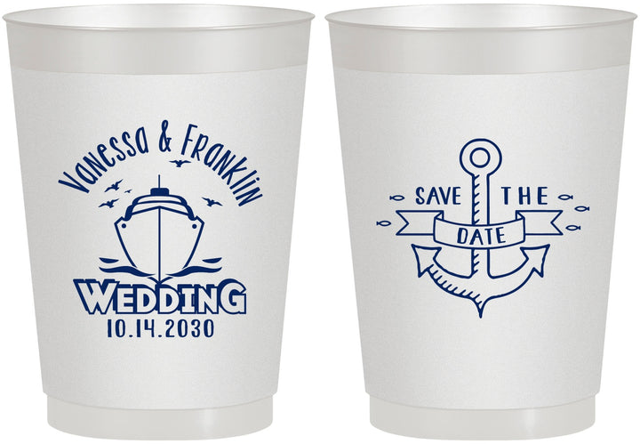 Personalized Wedding 10 oz Frosted Cups - Save The Date Cruise | 209