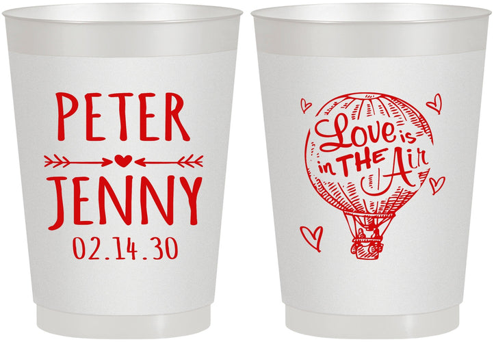 Personalized Wedding 10 oz Frosted Cups - Love In Air Hot Air Balloon | 210