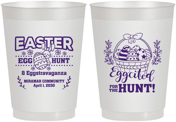 Personalized Easter 10 oz Frosted Cups - Eggcited For Hunt Bunny | 210006