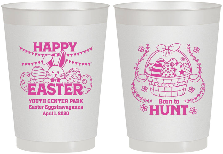 Personalized Easter 10 oz Frosted Cups - Born To Hunt Bunny | 210007