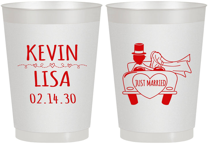 Personalized Wedding 10 oz Frosted Cups - Just Married | 212