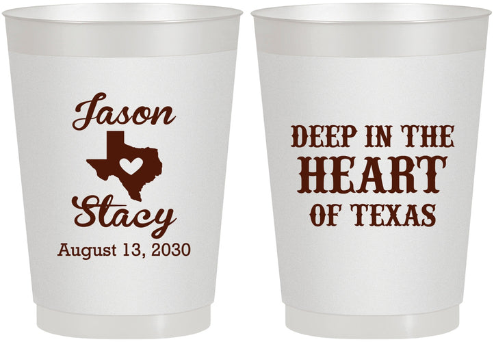 Personalized Wedding 10 oz Frosted Cups - Deep In The Heart Of Texas | 214