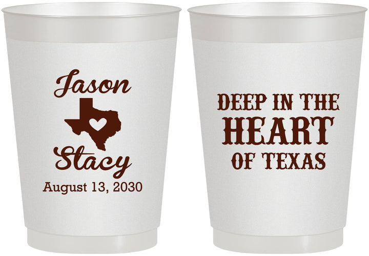 Personalized Wedding 10 oz Frosted Cups - Deep In The Heart Of Texas | 214