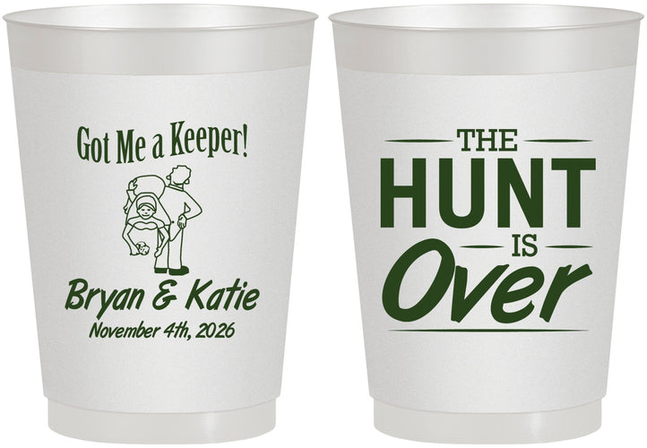 Personalized Wedding 10 oz Frosted Cups - The Hunt Is Over | 216