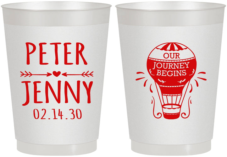 Personalized Wedding 10 oz Frosted Cups - Hot Air Balloon | 219