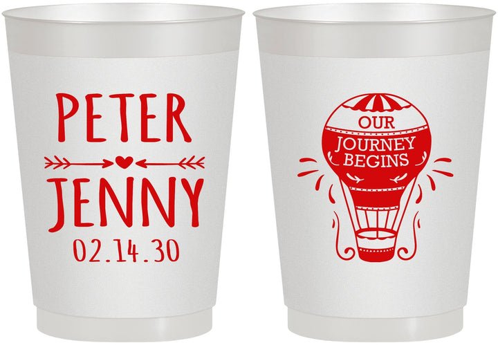 Personalized Wedding 10 oz Frosted Cups - Hot Air Balloon | 219
