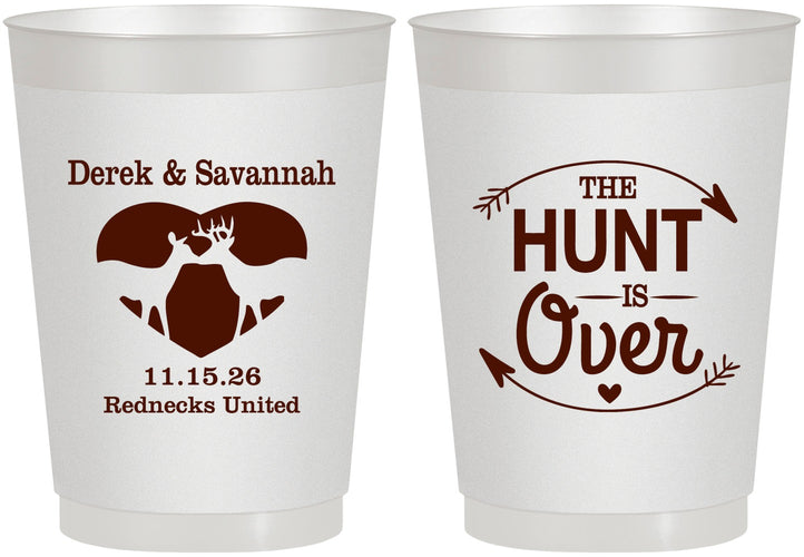 Personalized Wedding 10 oz Frosted Cups - The Hunt Is Over Deer | 220