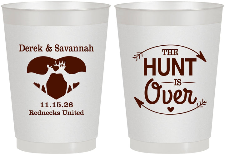 Personalized Wedding 10 oz Frosted Cups - The Hunt Is Over Deer | 220