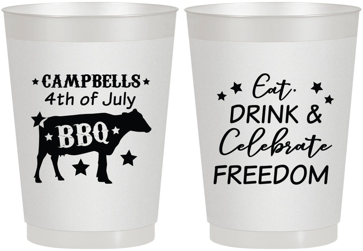 Personalized 4th Of July 10 oz Frosted Cups - Eat Drink Freedom | 220000