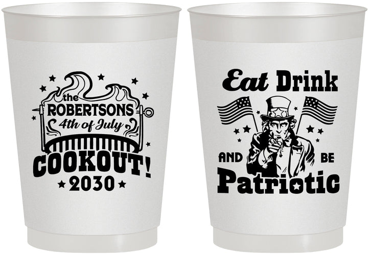 Personalized 4th Of July 10 oz Frosted Cups - Eat Drink Patriotic | 220004