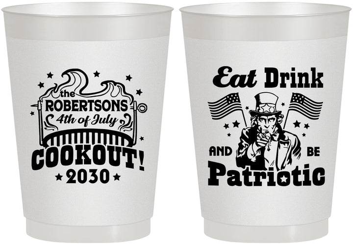 Personalized 4th Of July 10 oz Frosted Cups - Eat Drink Patriotic | 220004