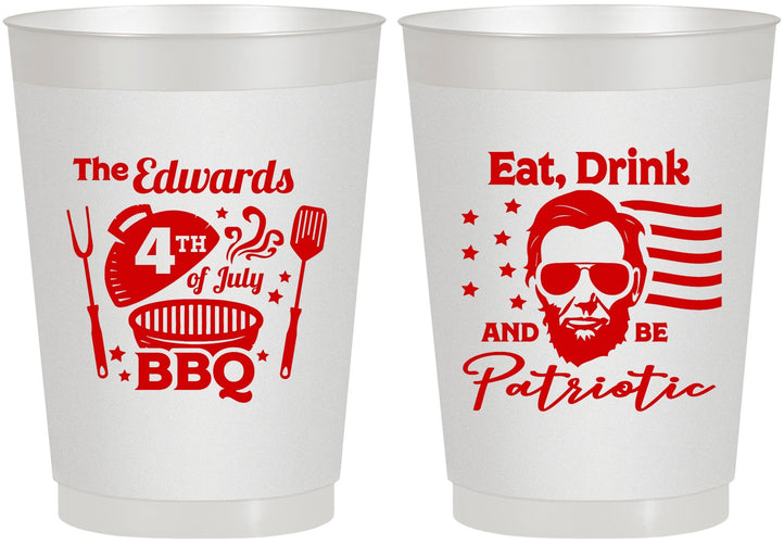 Personalized 4th Of July 10 oz Frosted Cups - Eat Drink Patriotic | 220006