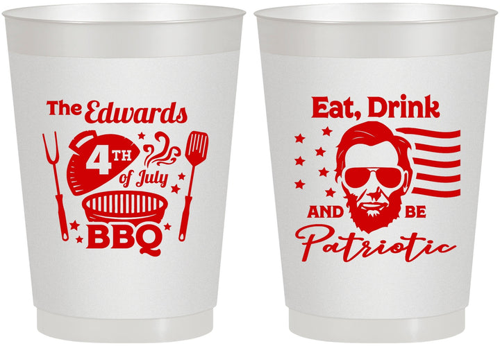 Personalized 4th Of July 10 oz Frosted Cups - Eat Drink Patriotic | 220006