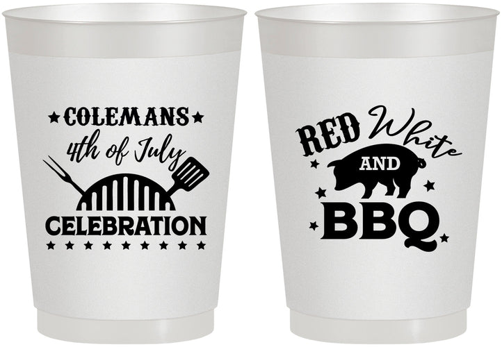 Personalized 4th Of July 10 oz Frosted Cups - Red White Bbq | 220008