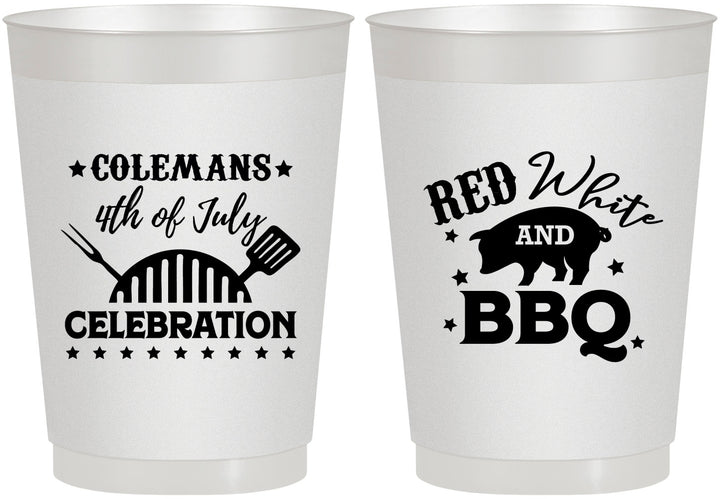 Personalized 4th Of July 10 oz Frosted Cups - Red White Bbq | 220008