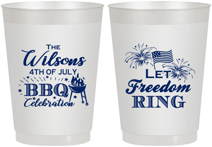Personalized 4th Of July 10 oz Frosted Cups - Bbq Fireworks | 220009