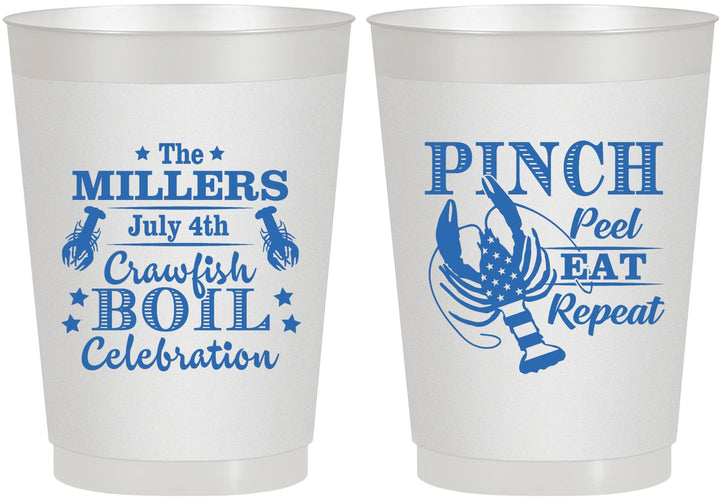 Personalized 4th Of July 10 oz Frosted Cups - Pink Peel Crawfish | 220011