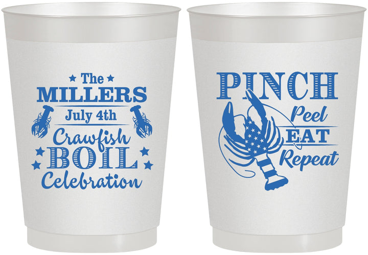 Personalized 4th Of July 10 oz Frosted Cups - Pink Peel Crawfish | 220011
