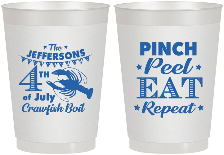Personalized 4th Of July 10 oz Frosted Cups - Pink Peel Crawfish | 220015