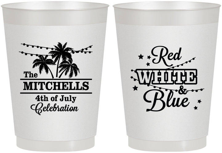 Personalized 4th Of July 10 oz Frosted Cups - Beach Stars Stripes | 220020